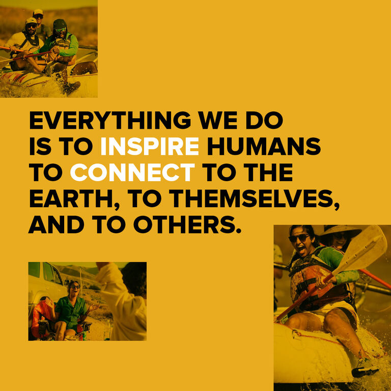 Text based image that says Teva's mission is to inspire humans to connect to the earth, to the earth and to themselves.
