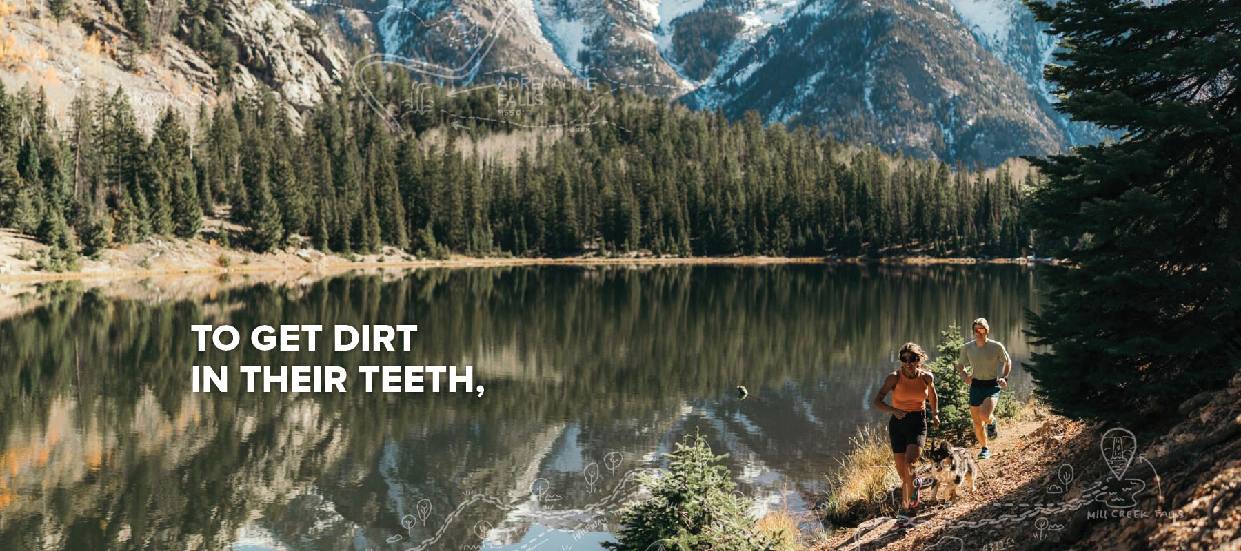 A woman and a man running through a trail wearing Teva hiking sandals