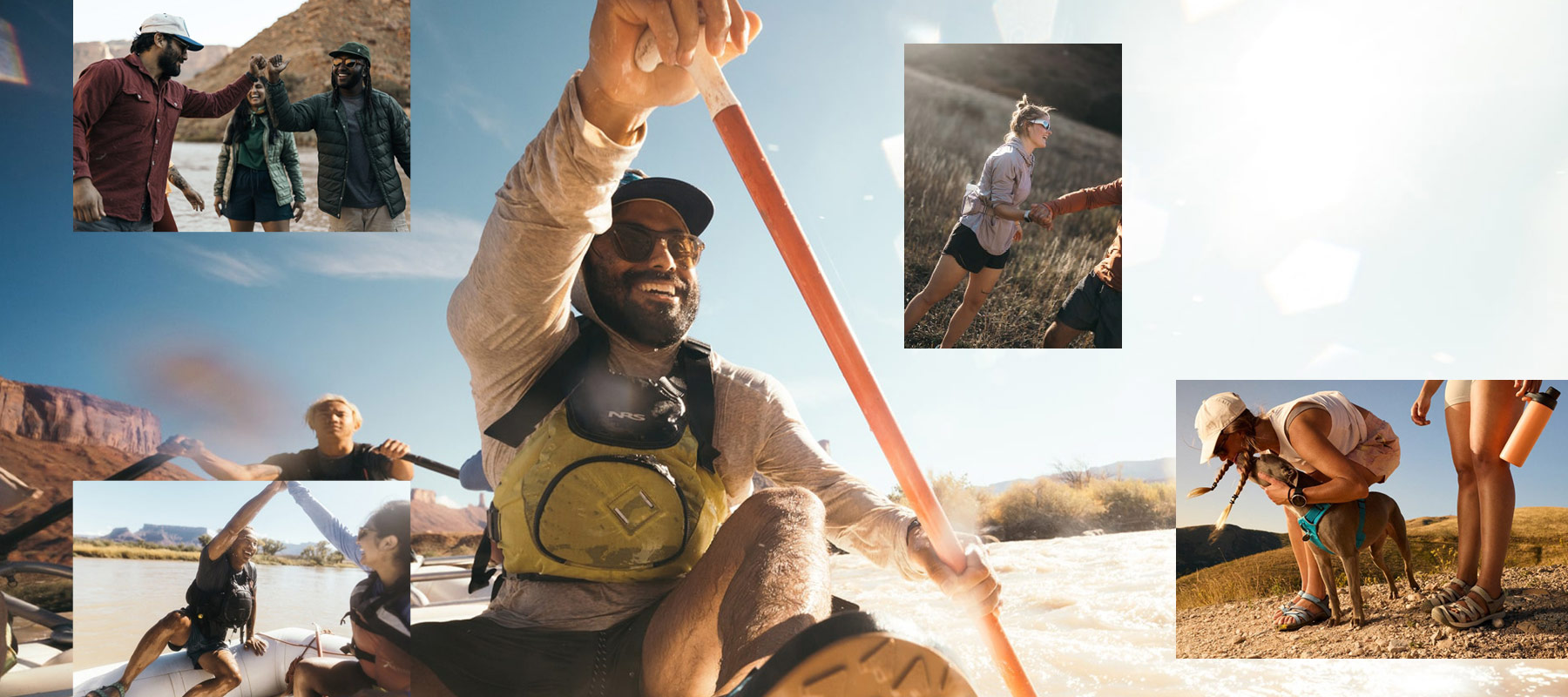 Young men and women wearing Teva sandals while kayaking, swimming, adventuring, camping, hiking. Teva performance sandals step up when you need them most.